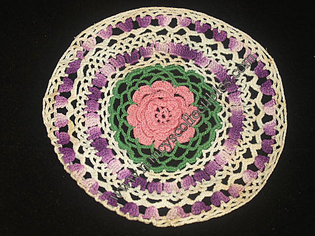 hand dyed vintage Doily FREE SHIPPING Pink oval Crochet doily