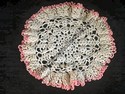 Pink/White Crocheted Doily