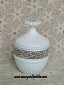 Avon White & Gold Glass Candleholder - Sonnet