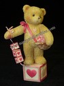 Cherished Teddies-Love Letters From Teddie - Bear on Block w/hanging hearts