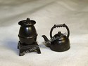 Miniature Pot Belly Stove & Tea Pot